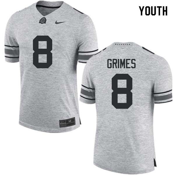 Ohio State Buckeyes #8 Trevon Grimes Youth Stitch Jersey Gray OSU88584